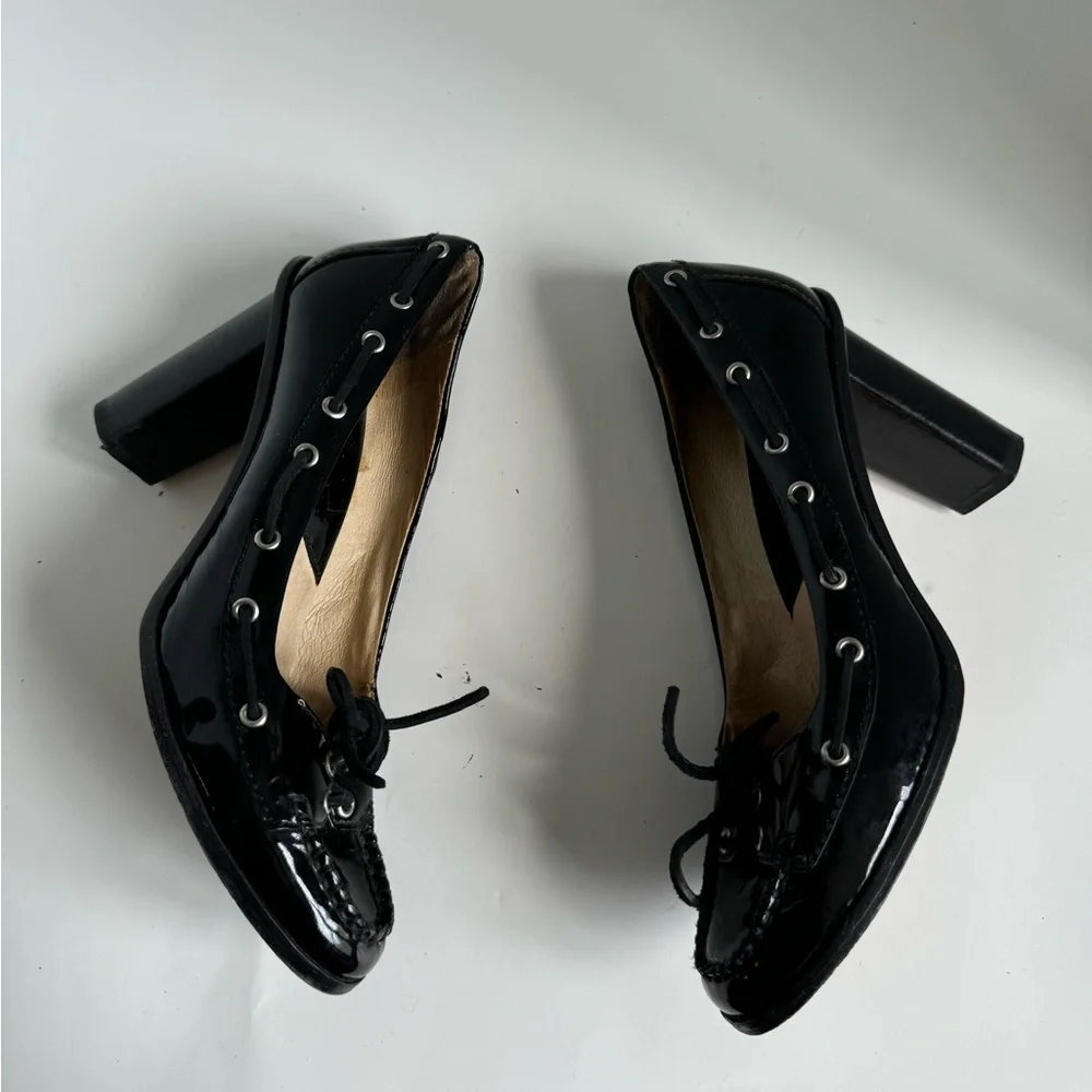 Michael Michael Kors Womens Tabitha Pump Size 8.5M Black Patent Block Heel - Picture 3 of 11